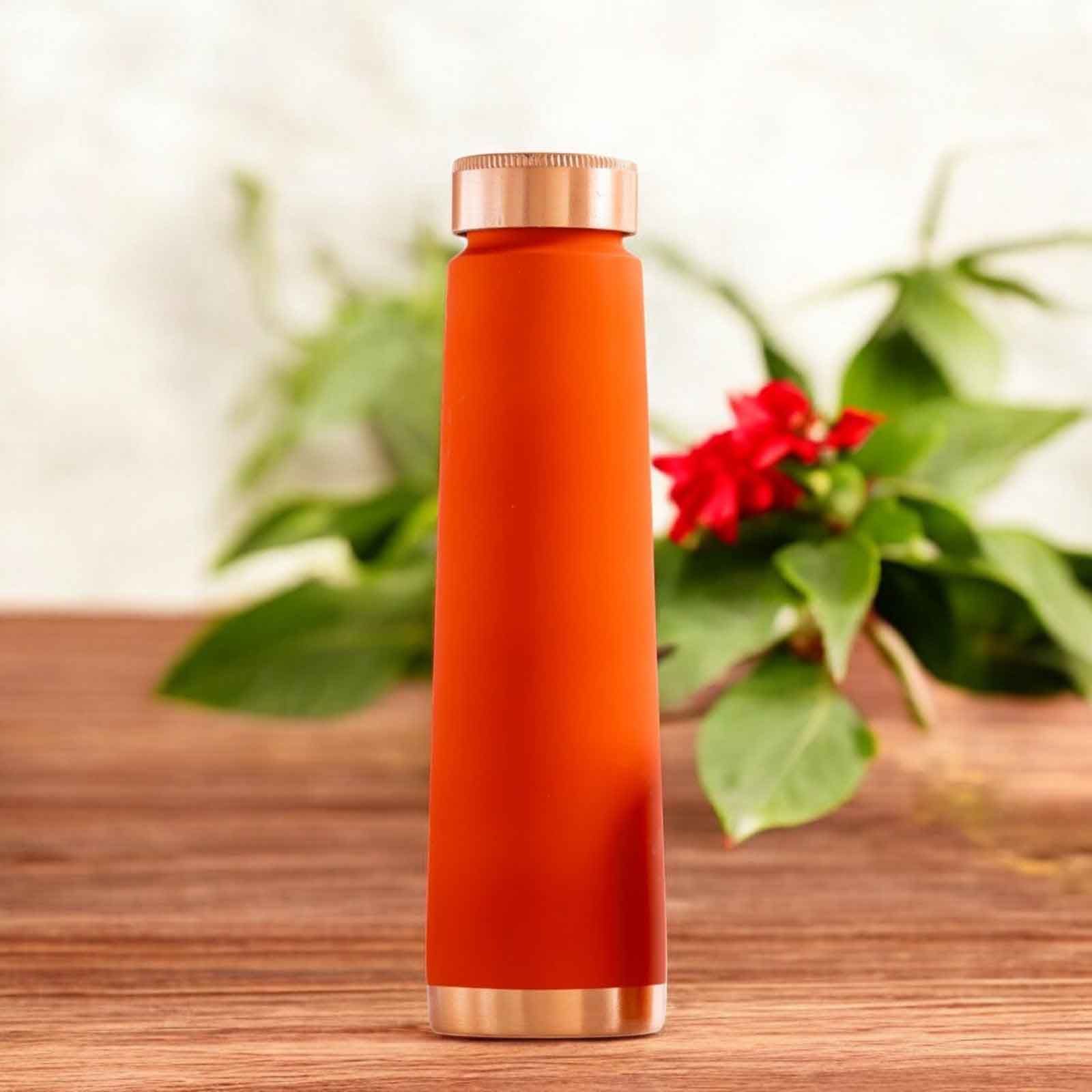 Personalized copper pyramid shape silk finish water bottle, orange - 800 ML 158
